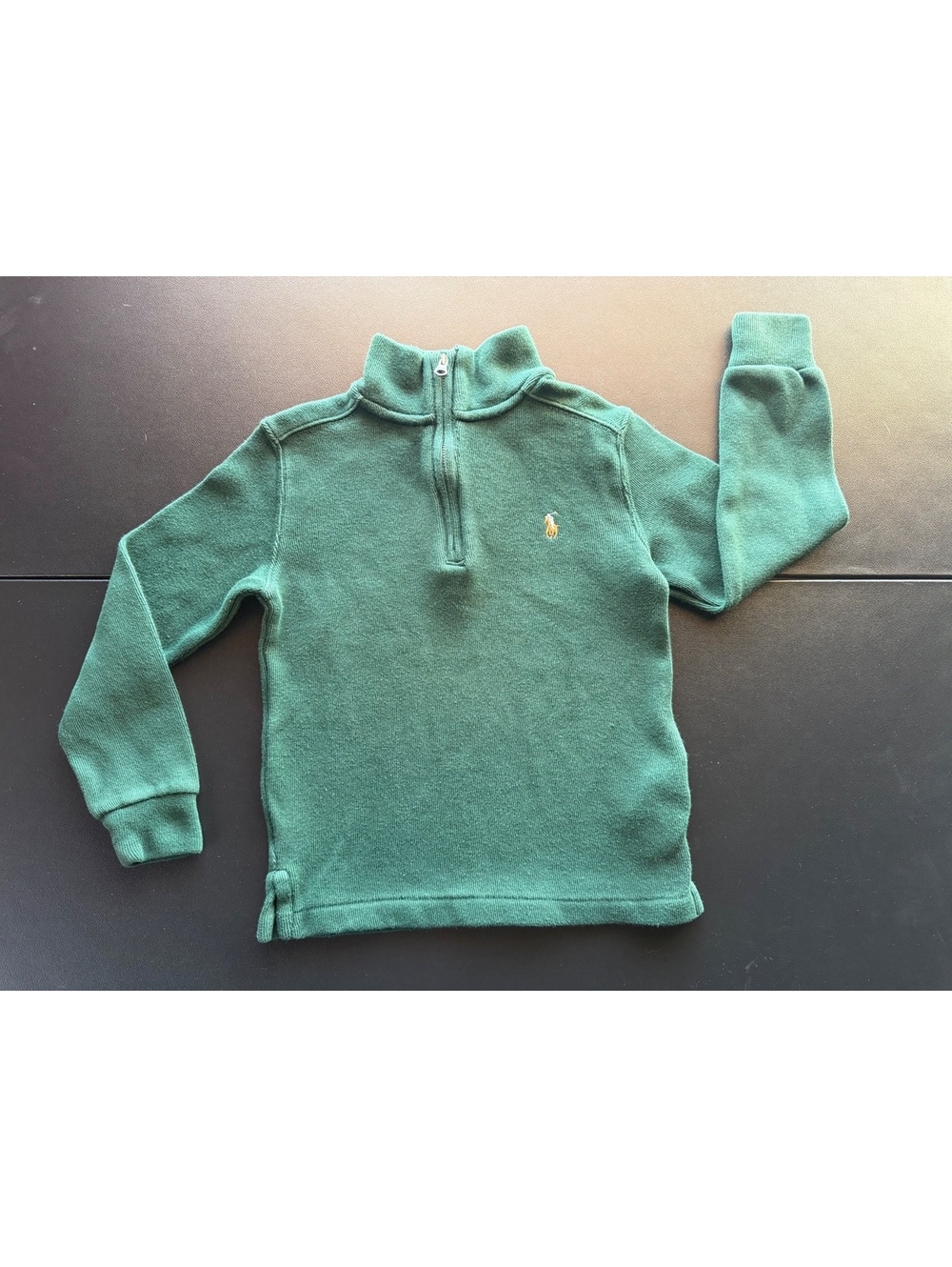 Polo Ralph Lauren Boys Size 5 Green Quarter Zip Pullover Sweater Pony Logo